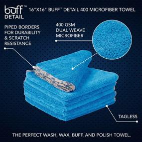 img 3 attached to 🚗 Premium Buff Detail Microfiber Car Towels - 16"x 16", 400 GSM, 80/20 Blend, Tagless, Soft Satin Piped Edges - All-Purpose Auto Detailing (Blue, 6 Pack)