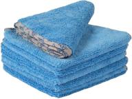 🚗 premium buff detail microfiber car towels - 16"x 16", 400 gsm, 80/20 blend, tagless, soft satin piped edges - all-purpose auto detailing (blue, 6 pack) logo