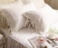 🌸 idyllic life: luxurious white crochet lace pillowcase - 100% cotton, wide design - king size (20"x36") logo