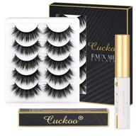 💫 cuckoo faux mink lashes pack, 5 pairs natural soft 3d faux mink eyelashes with eyelash glue kit, long dramatic false eyelashes for women - jl-919 logo