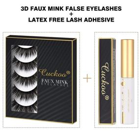 img 1 attached to 💫 Cuckoo Faux Mink Lashes Pack, 5 Pairs Natural Soft 3D Faux Mink Eyelashes with Eyelash Glue Kit, Long Dramatic False Eyelashes for Women - JL-919