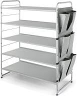 stackable and expandable shoe rack with 5 👞 tiers, side pockets for 6 shoes - silver (simple trending) logo