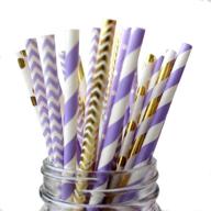 🥤 ipalmay biodegradable paper straws in purple and gold, striped, polka dot & chevron design, 7.75 inches, pack of 150 logo