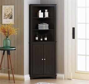 img 3 attached to 🏠 Spirich Home Tall Corner Cabinet: Versatile Free Standing Storage for Bathroom, Kitchen, Living Room or Bedroom