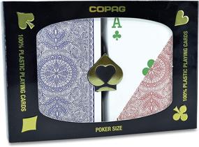 img 2 attached to 🃏 Copag 4-Color Design 100% Plastic Playing Cards: Poker Size Regular Index Red/Blue Double Deck Set - Premium Quality for Limitless Card Gaming Action