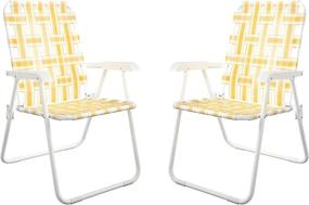 img 3 attached to High-Quality Novogratz Poolside Gossip Collection: Priscilla Folding Chairs (2-Pack, Yellow)