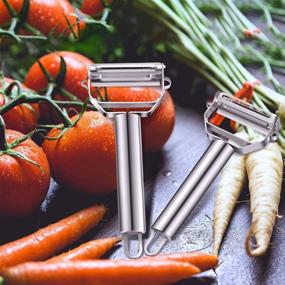 img 1 attached to 🥕 Versatile Stainless Steel Kitchen Peeler Set for Efficient Carrots and Potatoes Peeling