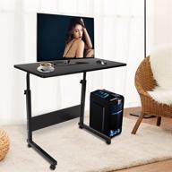 🖥️ height adjustable laptop desk cart, hqistar 31.5" mobile table tray with scroll wheel, modern furniture for workstation, reading & parent-child interaction, black logo