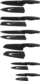 img 2 attached to Hecef Black Oxide Knife Set: 6 Rust-Proof Blades with Protective Sheath - Scratch Resistant & Non-Stick Coating - Premium Stainless Steel Kitchen Knives