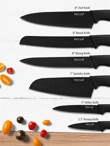 img 3 attached to Hecef Black Oxide Knife Set: 6 Rust-Proof Blades with Protective Sheath - Scratch Resistant & Non-Stick Coating - Premium Stainless Steel Kitchen Knives