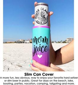 img 2 attached to 🍺 Insulated Cooler for 12 oz Slim Cans - Skinny Can Holder Sleeve for Hard Seltzers, Slim Beers, Tall Drinks - Stainless Steel Metal - Funny Design (Mom Juice)