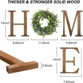 img 1 attached to Декоративная настенная табличка «Rustic Wood Home Letters Wall Decor с венком из эвкалипта - VIEIFN Фермерский стиль декора для гостиной или прихожей, подарок на новоселье в коричневом цвете.