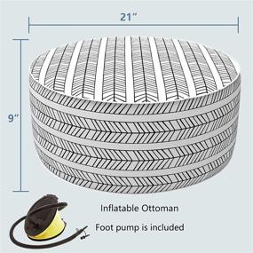 img 3 attached to 🪑 Надувной пуфик LVTXIII для улицы и помещений: Всепогодный портативный подставочный стул со встроенным насосом - идеально подходит для патио, сада, кемпинга или использования дома в черно-белой орнаментике «Рыбья кость».
