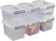 📦 jandson plastic storage bin with lid: 6 quart latching box, 6 pack - organize with ease! logo