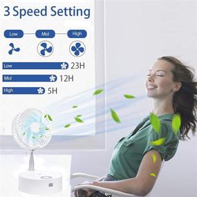 img 3 attached to 🌬️ Versatile White Portable Desk Fan: Rechargeable Oscillating Telescopic Floor Fan with Humidification - Ideal for Personal Spaces, Bedroom, Office, and Outdoor Camping - 3 Adjustable Wind Speeds, USB Powered