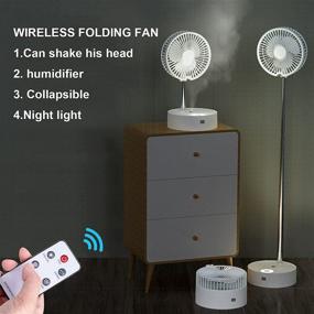 img 2 attached to 🌬️ Versatile White Portable Desk Fan: Rechargeable Oscillating Telescopic Floor Fan with Humidification - Ideal for Personal Spaces, Bedroom, Office, and Outdoor Camping - 3 Adjustable Wind Speeds, USB Powered