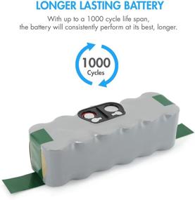 img 3 attached to Tenergy 14.4V 3850mAh NiMH Battery for iRobot Roomba 900/800/700/600/500 Series - Extended Life 🔋 1000 Cycles, Vacuum Replacement Batteries with Bonus: 4 Side Brushes & 1 Brush Cleaning Tool