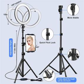 img 1 attached to 🌟 Улучшите свое освещение с 10,2-дюймовым светильником SAVEYOUR Selfie LED Ring Light: идеально подходит для прямых трансляций, макияжа, фотографии и видеозаписи с штативом, держателем для смартфона и совместимостью с iPad.