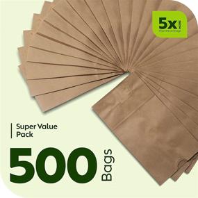 img 1 attached to 🛍️ 500 Durable Kraft Paper Bags - Perfect for Lunches and Grocery Shopping (3 LB, Brown)