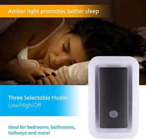 img 3 attached to 🌙 GE Enbrighten SleepLite LED Amber Night Light with Dusk-to-Dawn Sensor and Melatonin for Natural Sleep - Ideal for Bedroom, Nursery, and Bathroom - 1 Pack (36244) - Brushed Nickel - High/Low/Off Settings