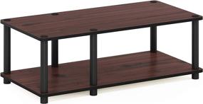 img 2 attached to 📺 Furinno Dark Cherry TV Stand - No Tools Assembly, Mid Design with Black Tube Legs