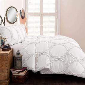 img 3 attached to 🌸 Lush Decor Comforter Ruffled 3 Piece Set with Pillow Shams - Full Queen Size - Elegant White Design
