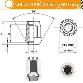 img 3 attached to 🔧 MIKKUPPA 24pcs 14x1.5 Шестеренчатые гайки из хромированной стали - высота 1,38 дюйма - легкая замена колесных гаек для K1500, K2500, Grand Cherokee, Suburban 1500