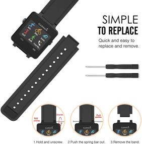 img 2 attached to 🕶️ MoKo Watch Band - Premium Silicone Replacement Wristbands for Garmin Vivoactive - Black