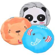 🛀 ixiaopet cute cartoon waterproof elastic shower cap set for women, girls, and kids - pack of 3 (panda elephant lion) logo