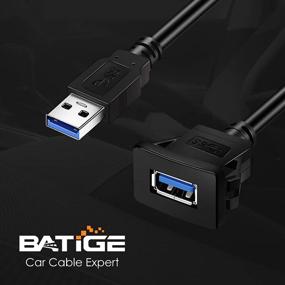 img 1 attached to ⚡️ BATIGE USB 3.0 Panel Flush Mount Extension Cable with Buckle - Single Port for Car Truck Boat Motorcycle Dashboard - 3ft Length