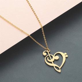 img 1 attached to 🎵 Capture the Melodic Love: Music Note Heart of Treble and Bass Clef Choker Necklace - Infinity Love Pendant, Hypoallergenic Jewelry - Perfect Birthday Gift