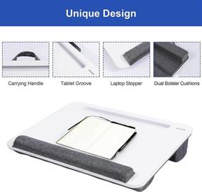 img 1 attached to 🖥️ Besign LT08 Laptop Stand: Portable Lap Desk with Pillow Cushion for 14 inch Laptops - Anti-Slip Strip, White