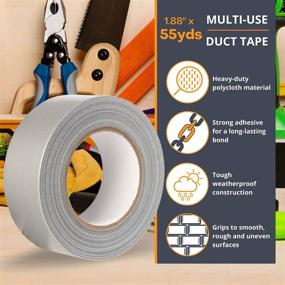 img 1 attached to HEAVY-DUTY GTSE Silver Duct Tape, 1.88 inches x 55 Yards (164 ft), Waterproof Tape Roll
