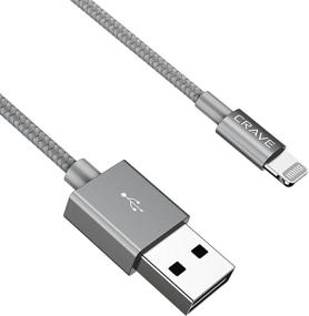 img 1 attached to 🔌 Crave Premium Nylon Braided Cable - Apple MFI Certified Lightning to USB Cable, 4 FT - Slate