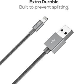 img 3 attached to 🔌 Crave Premium Nylon Braided Cable - Apple MFI Certified Lightning to USB Cable, 4 FT - Slate