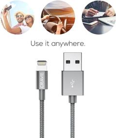 img 2 attached to 🔌 Crave Premium Nylon Braided Cable - Apple MFI Certified Lightning to USB Cable, 4 FT - Slate