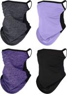 🧣 non-slip breathable neck gaiter face covers with ear hangers - 4 pack | uv protection scarf balaclava headwear logo