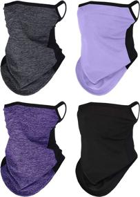 img 4 attached to 🧣 Non-Slip Breathable Neck Gaiter Face Covers with Ear Hangers - 4 Pack | UV Protection Scarf Balaclava Headwear