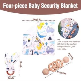 img 3 attached to 🐰 DILIMI Baby Lovey Security Blanket with Wooden Rattle and Bunny Ear Ring - Montessori Gift Set for Newborns, Perfect Shower Gift in Forest Theme