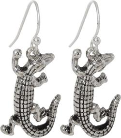 img 1 attached to 🐊 Stylish Silver Tone Alligator Dangling Fish Hook Earrings for Trendy Fashionistas!