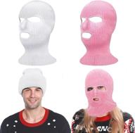 🧣 camlinbo unisex 3-hole full face ski mask beanie: double thermal knitted winter outdoor sports hat for men and women логотип