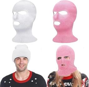 img 4 attached to 🧣 Camlinbo Unisex 3-Hole Full Face Ski Mask Beanie: Double Thermal Knitted Winter Outdoor Sports Hat for Men and Women