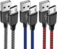 🔌 high-quality 3pack 6ft micro usb cable for samsung galaxy, kindle fire, ps4, xbox one & more – fast charging & durable nylon braided android charger cord logo