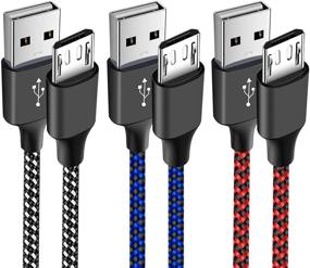 img 4 attached to 🔌 High-Quality 3Pack 6FT Micro USB Cable for Samsung Galaxy, Kindle Fire, PS4, Xbox One & more – Fast Charging & Durable Nylon Braided Android Charger Cord