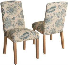 img 3 attached to 🪑 HomePop Parsons Classic Upholstered Accent Dining Chair Set - Blue Jacobean, Curved Top Design (Pack of 2)