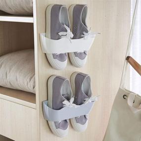 img 1 attached to Yocice Wall Mounted Shoes Rack 4pcs Organizer with Sticky Hanging Strips - Convenient Door Shoe Hangers for Smaller Spaces (White- SM02)