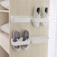 yocice wall mounted shoes rack 4pcs organizer with sticky hanging strips - convenient door shoe hangers for smaller spaces (white- sm02) логотип