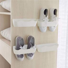 img 3 attached to Yocice Wall Mounted Shoes Rack 4pcs Organizer with Sticky Hanging Strips - Convenient Door Shoe Hangers for Smaller Spaces (White- SM02)