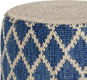 img 1 attached to 🪑 SimpliHome Edgeley Round Pouf, Footstool, Classic Blue Upholstery with Natural Woven Braided Jute and Cotton, Ideal for Living Room, Bedroom, and Kids Room, Boho, Contemporary, Modern