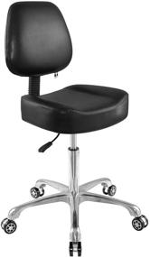 img 4 attached to 💺 Heavy Duty Adjustable Rolling Stool with Wheels for Office Home Desk Chair Big Size - Black (No Foot Ring)